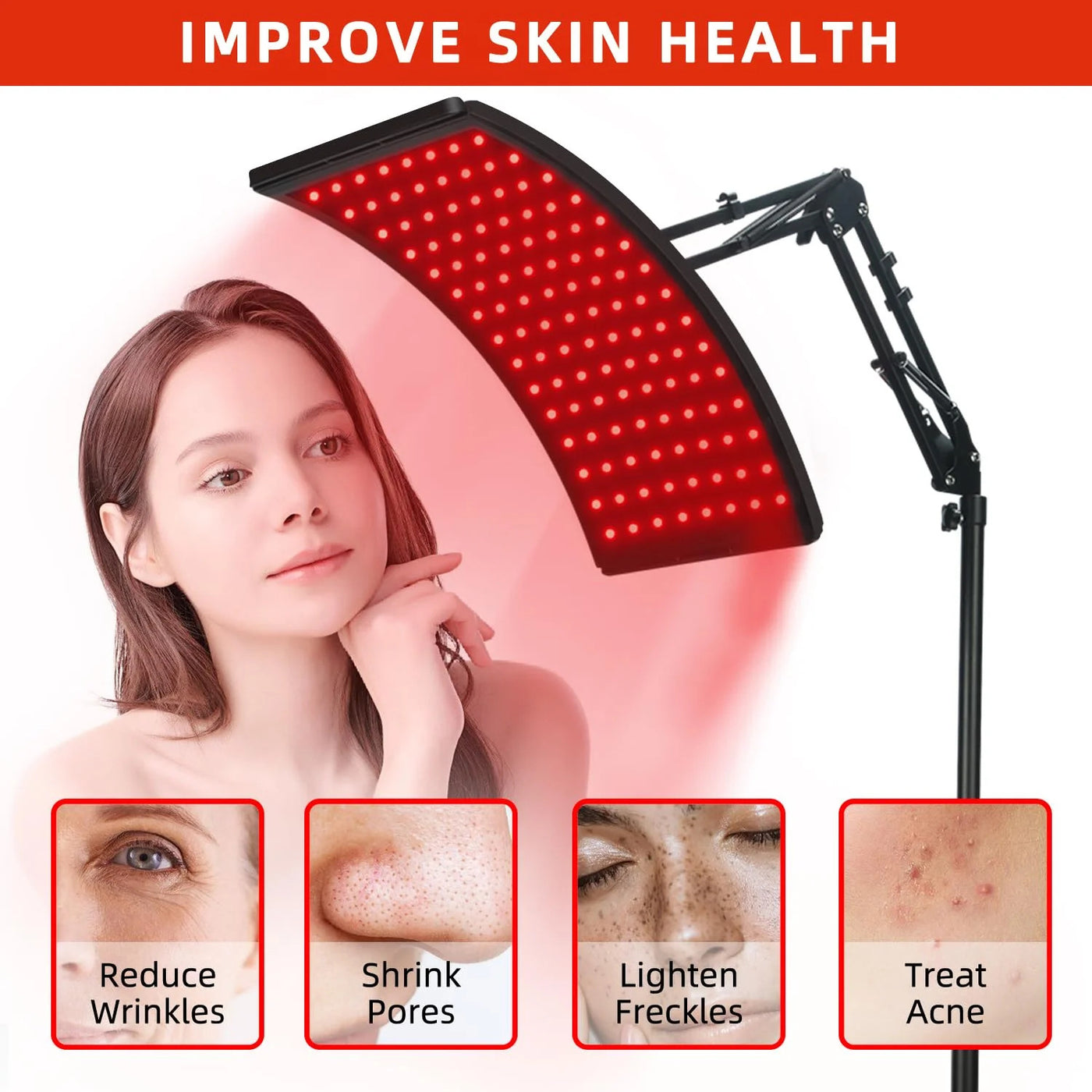 Red & Infrared Light Therapy Lamp – 660nm + 850nm with Stand